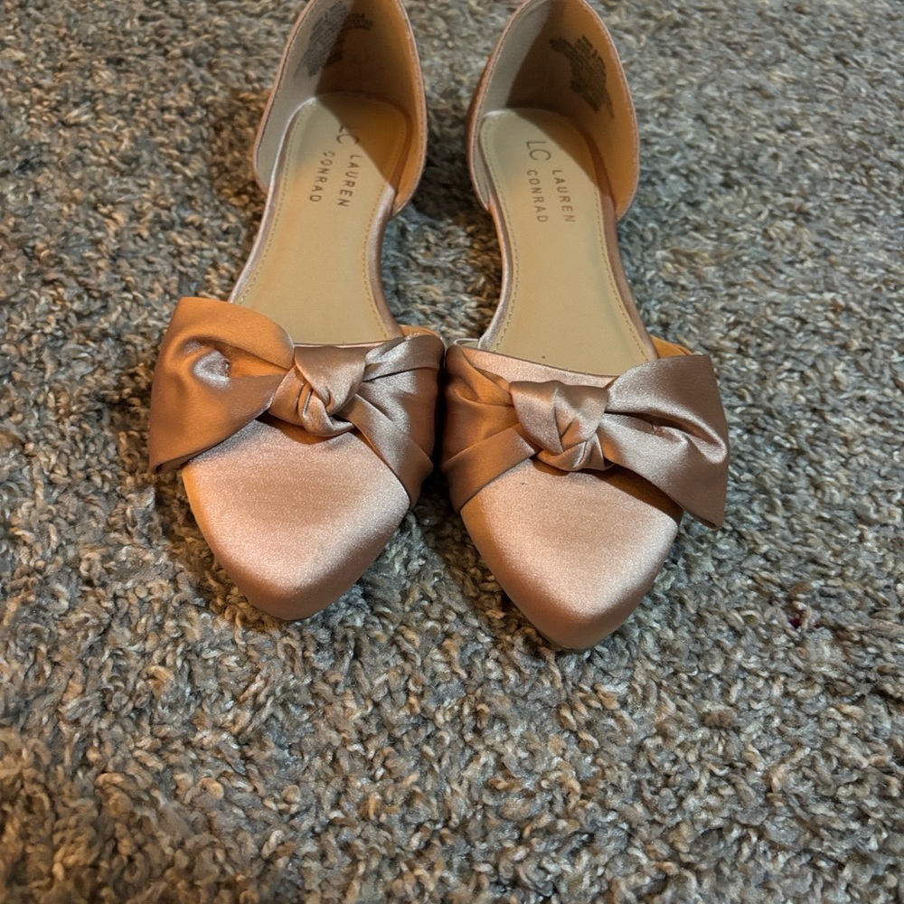 LC Lauren Conrad Women's Satin Bow Flats - Cream